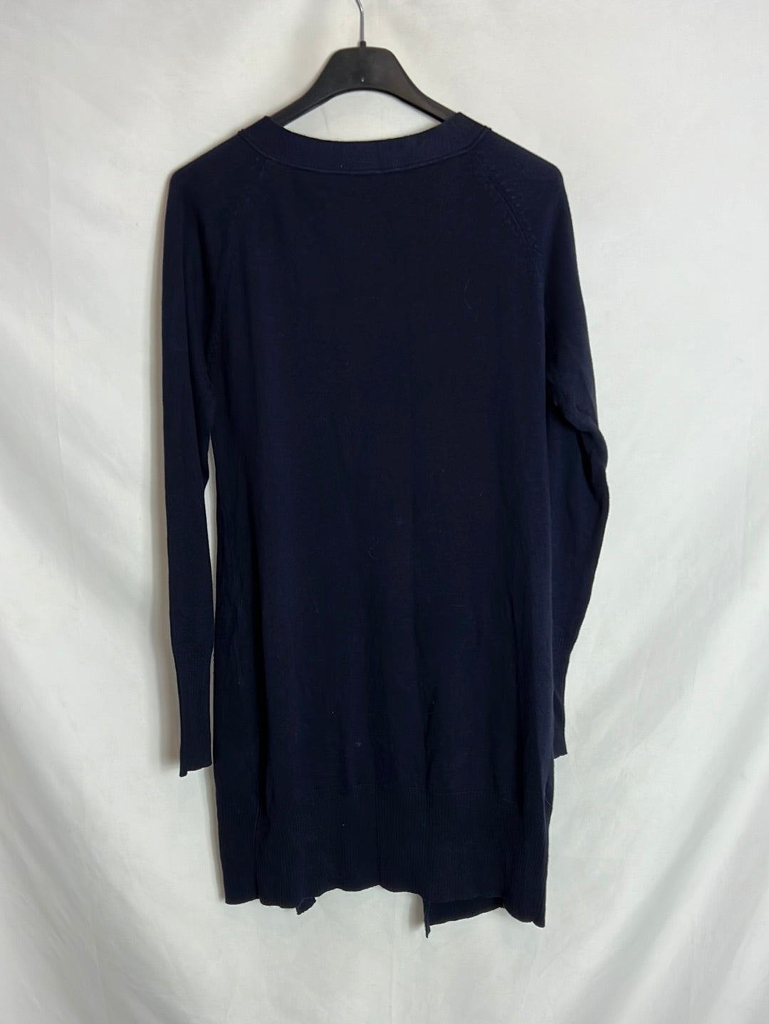 OTRAS. Cárdigan largo azul bolsillos. TM