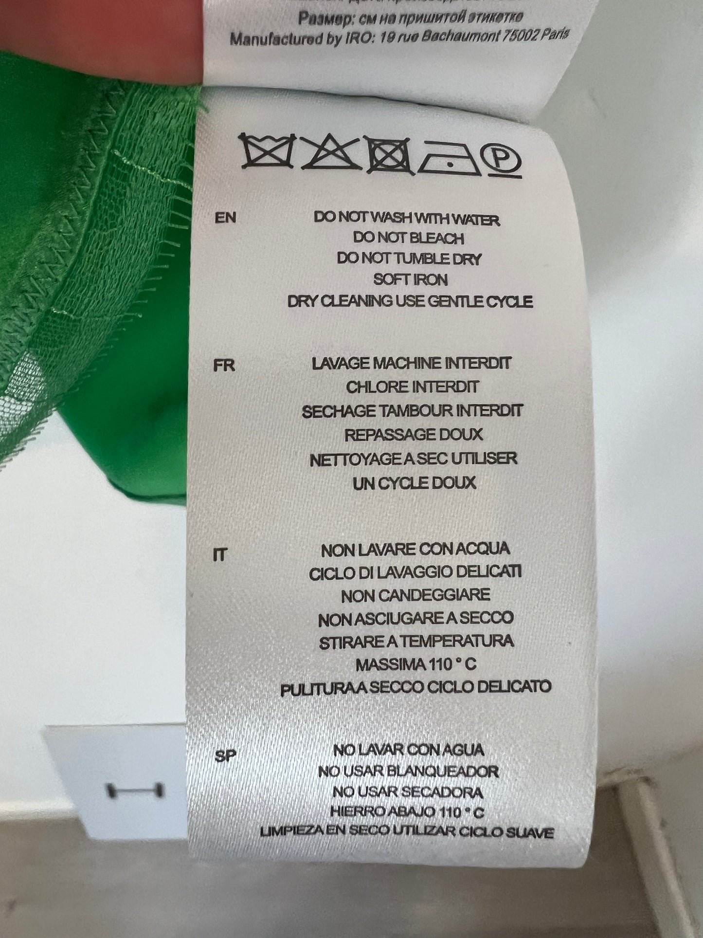 IRO. Top lencero verde seda T.34