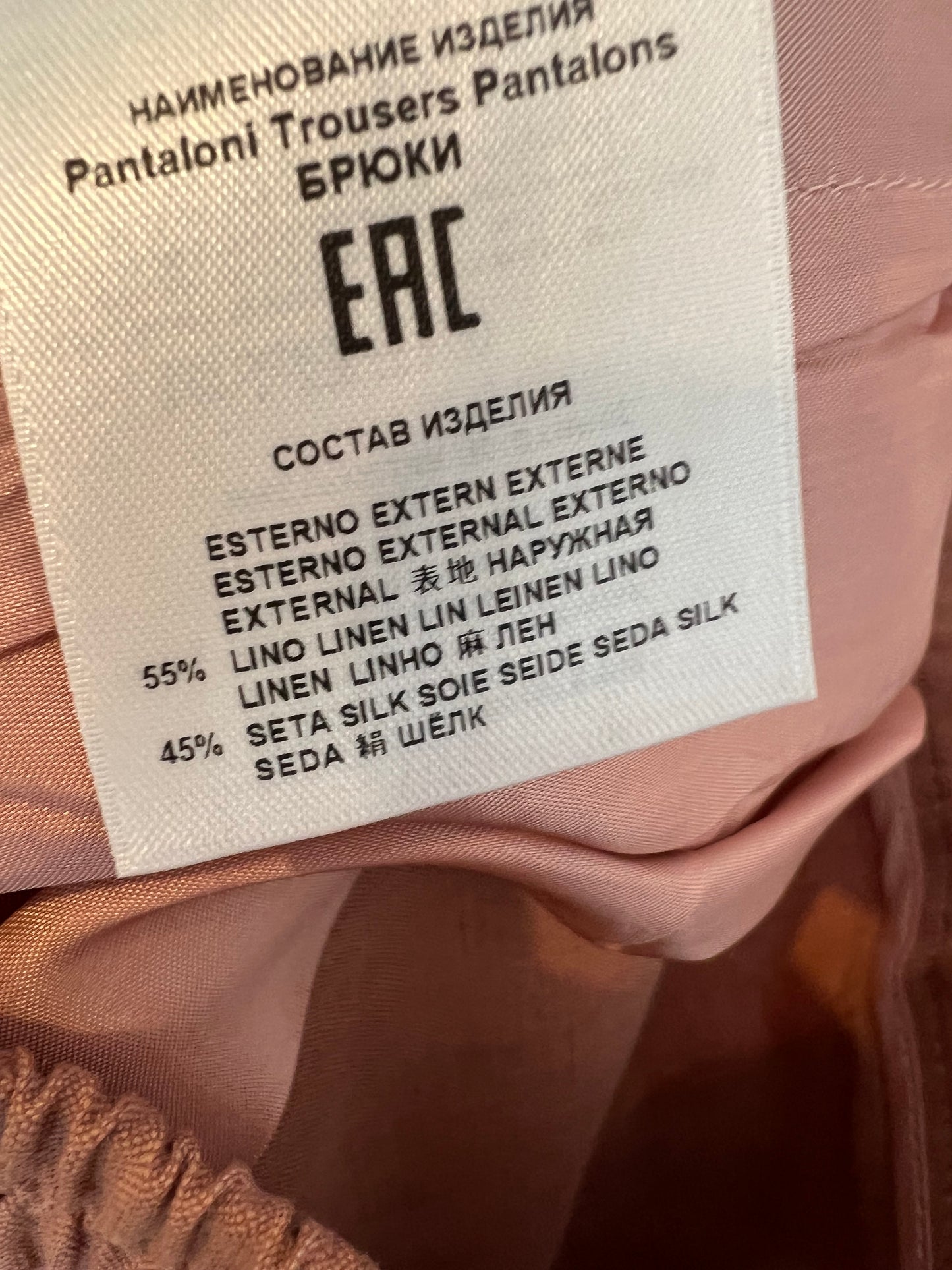 ETRO. Pale pink linen and silk pants. T 34
