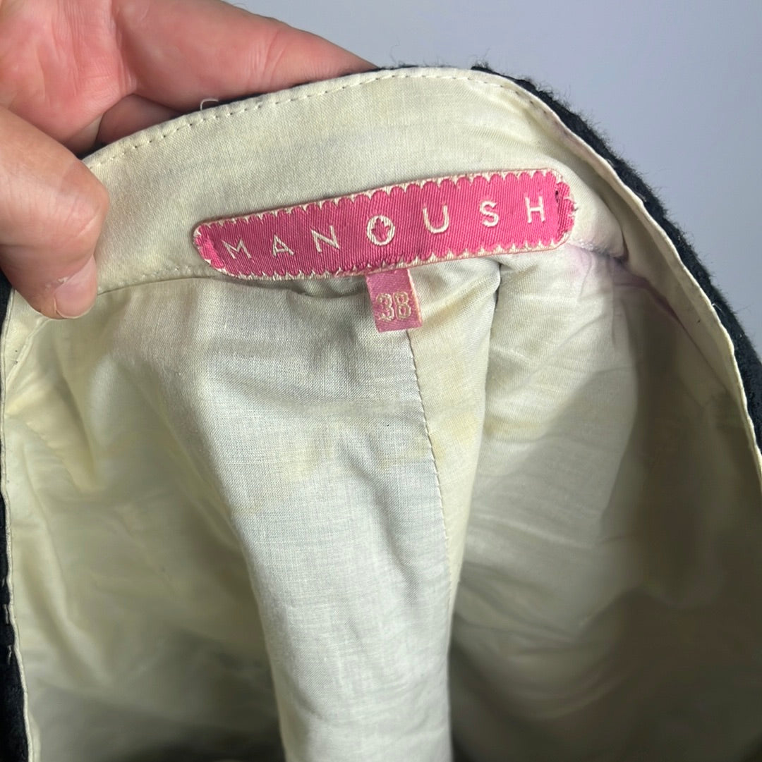 MANOUSH. Semi-sheer embroidered shorts. Size 38