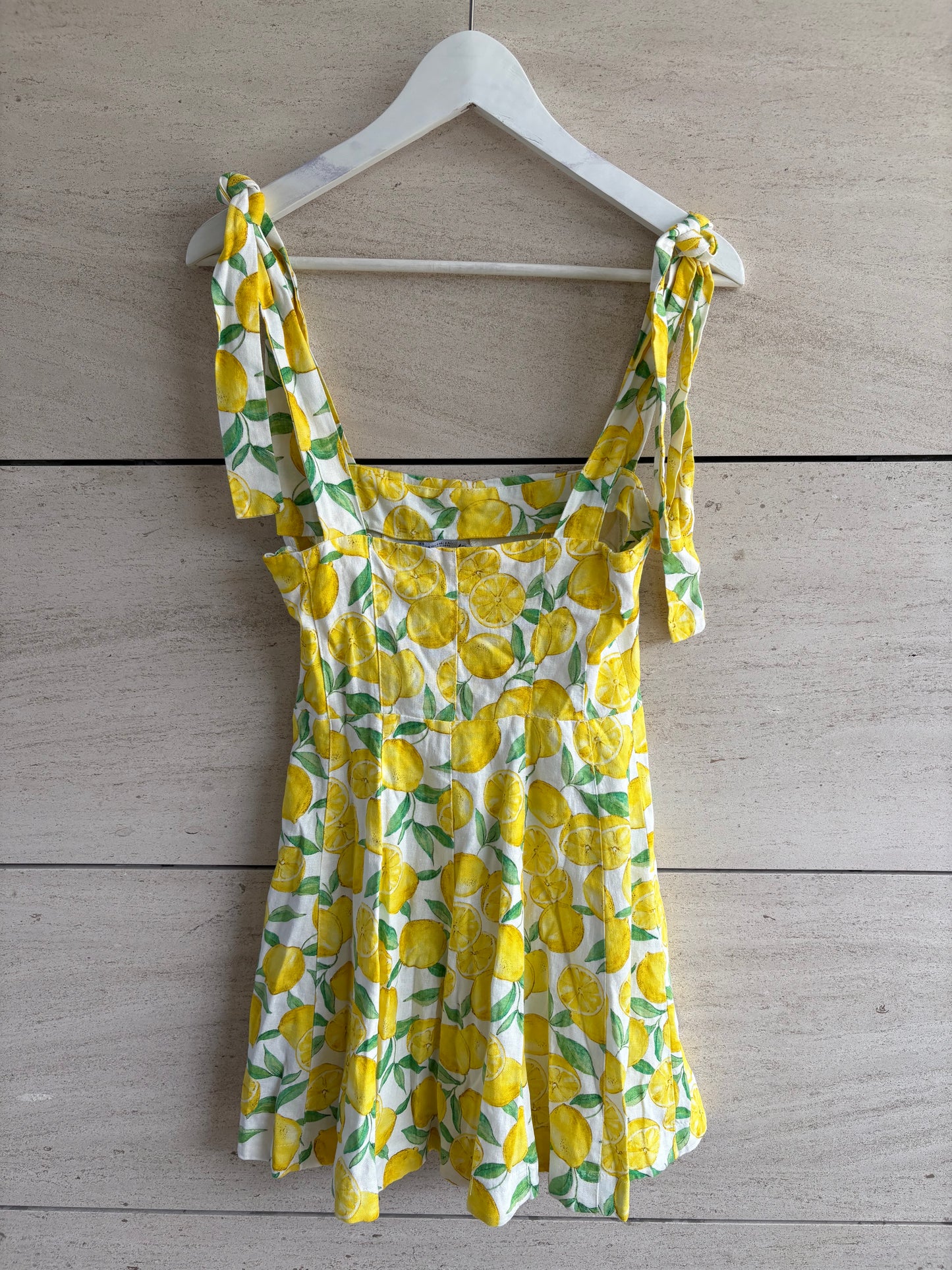 ZARA. Short lemon dress with linen. TS