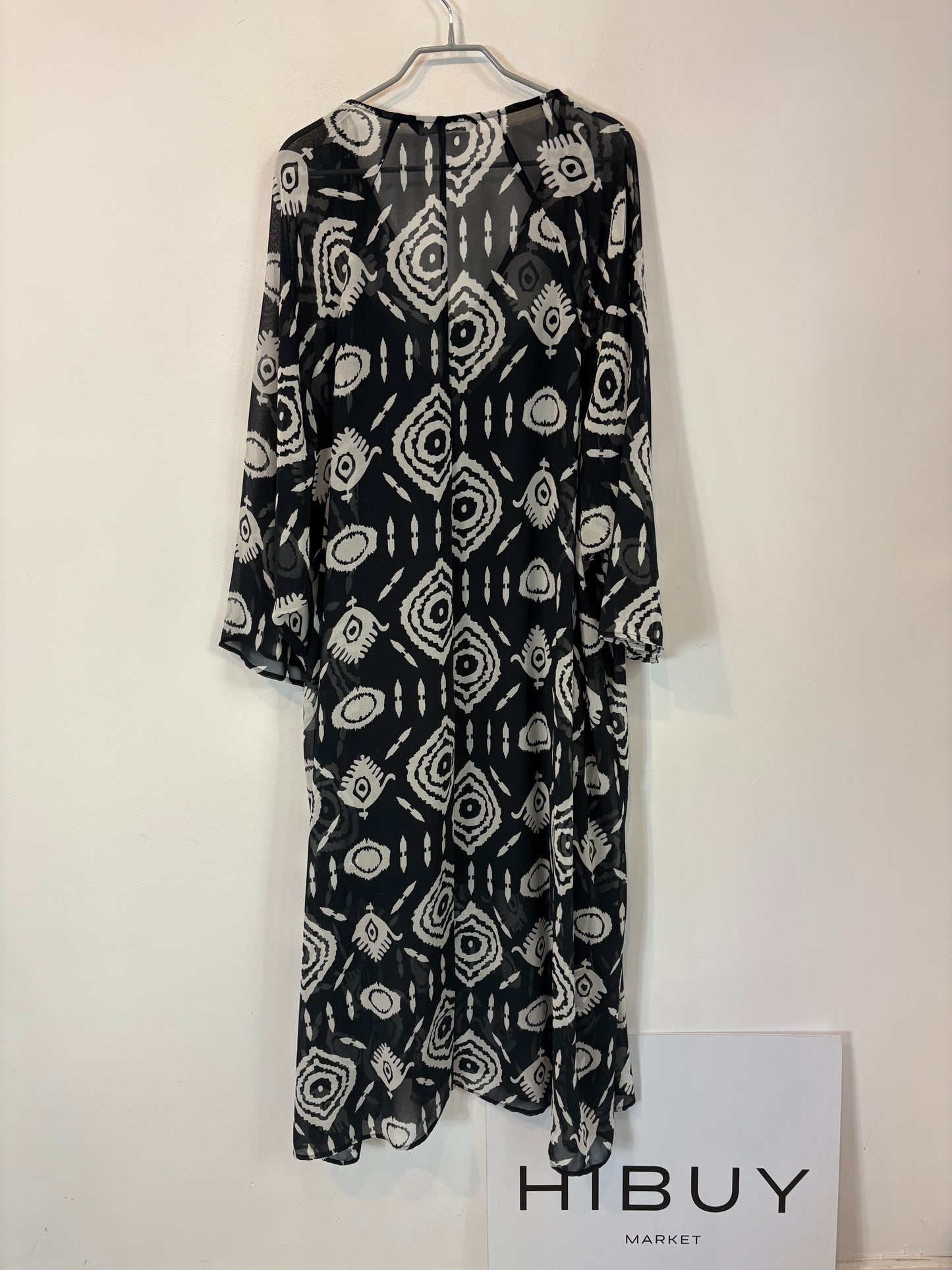 ZARA. Vestido kaftán azul estampado