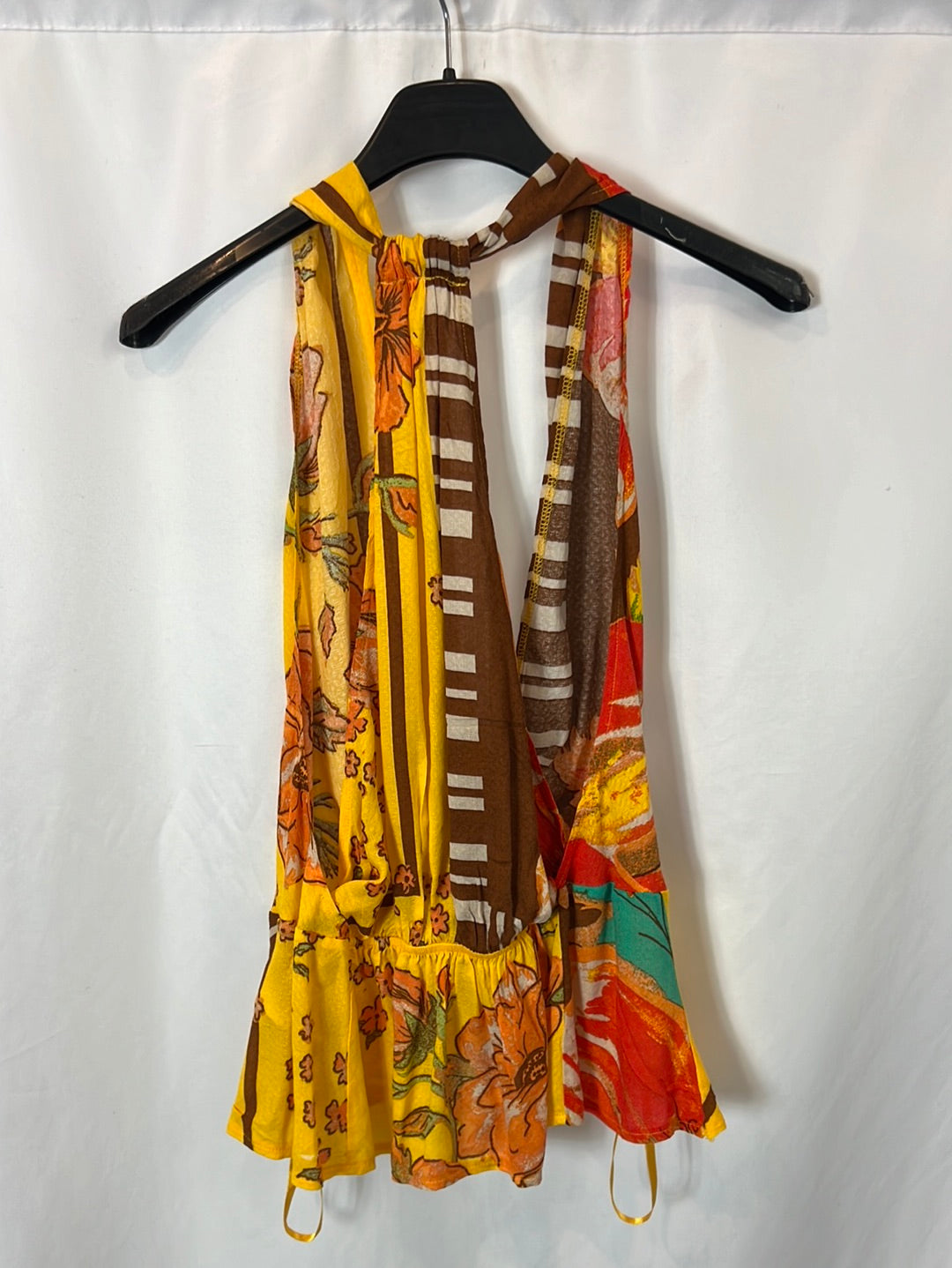 FREE PEOPLE. Top amarillo flores T.u(S)