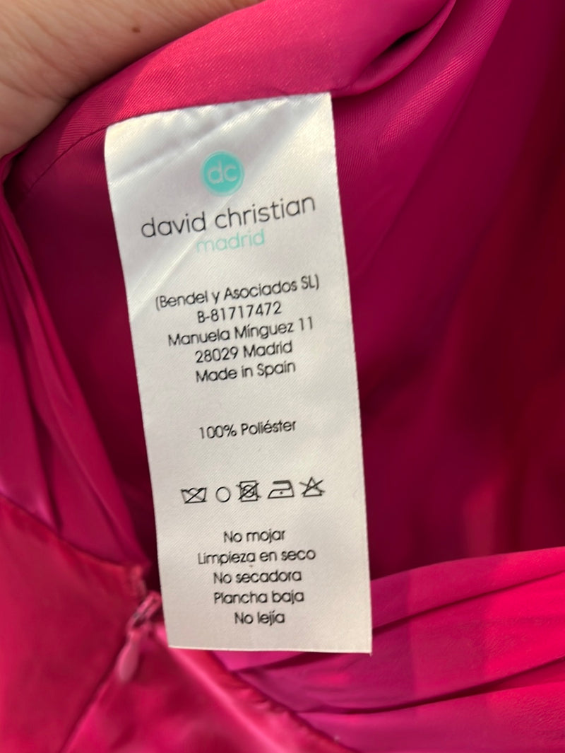 DAVID CHRISTIAN. Vestido corto rosa doble textura T.36