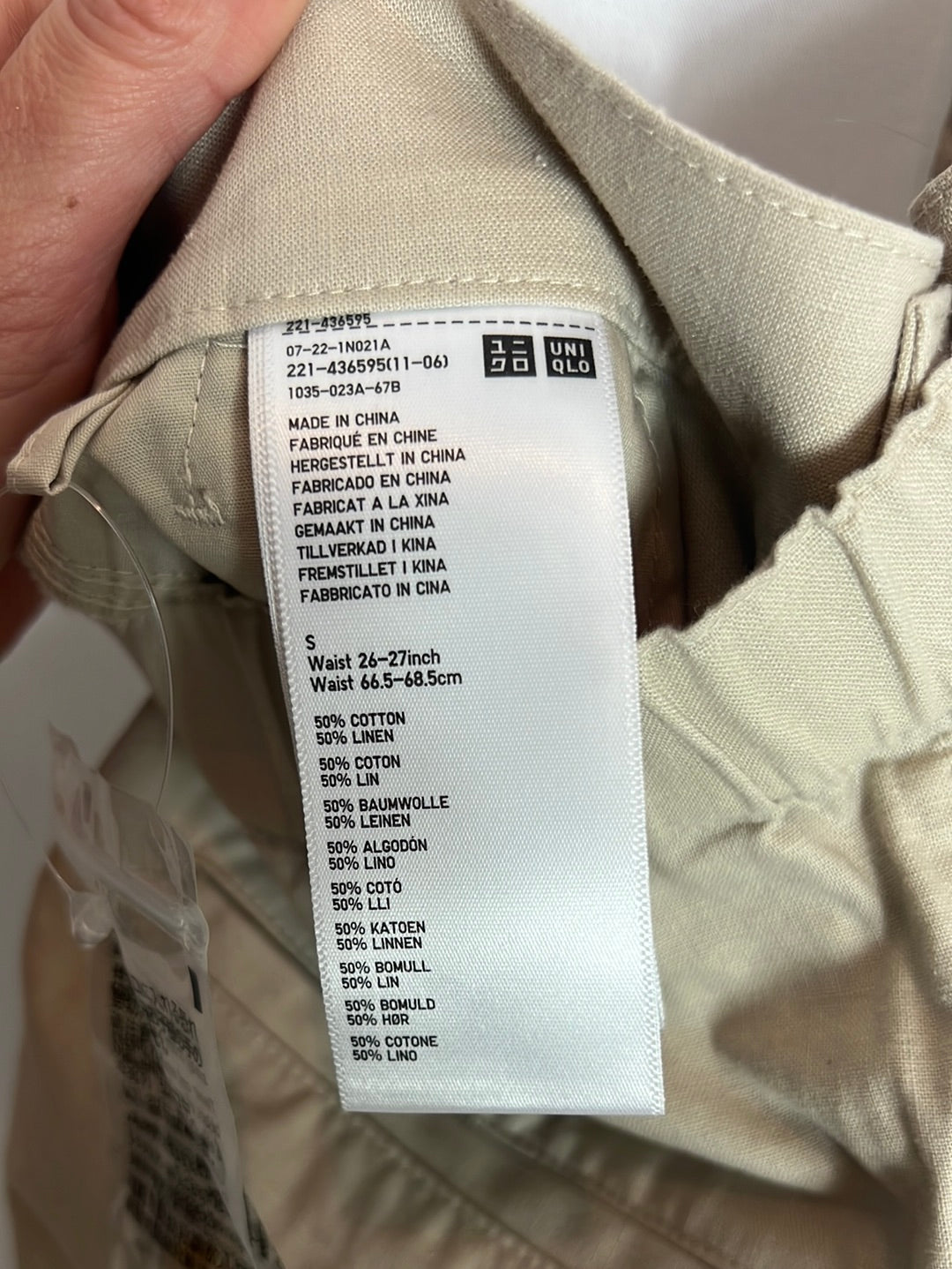 UNIQLO. Pantalón efecto falda midi Lino beige. T S