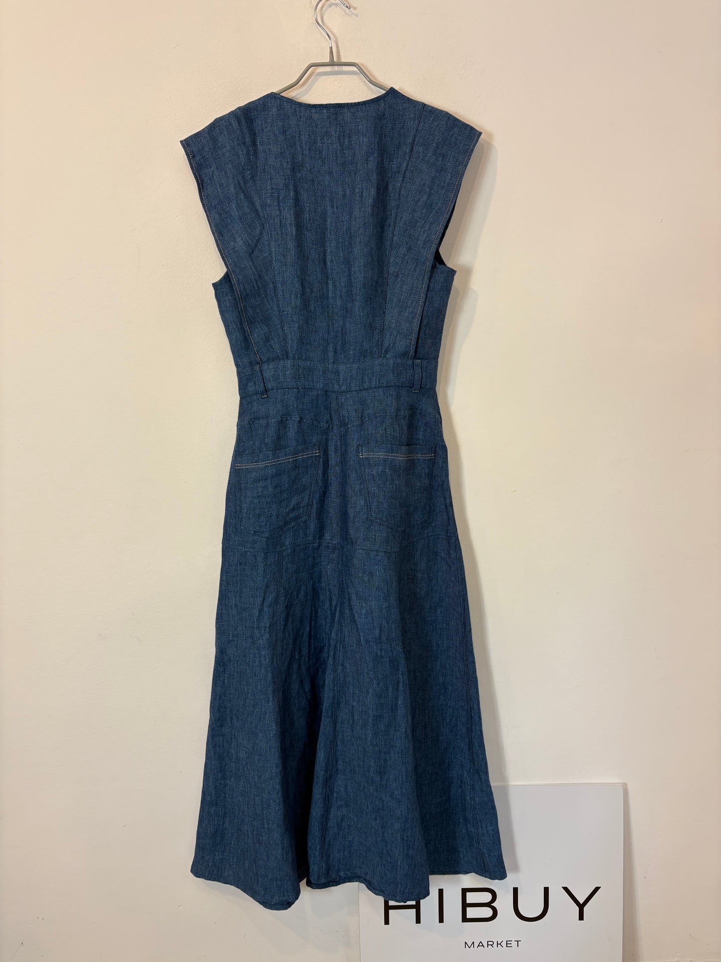 MASSIMO DUTTI. Vestido largo denim lino