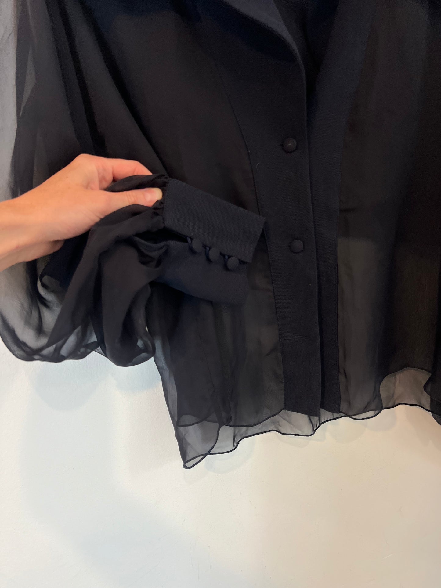 MARIA VITTORIA PAOLILLO. Blusa negra doble textura T.s/m