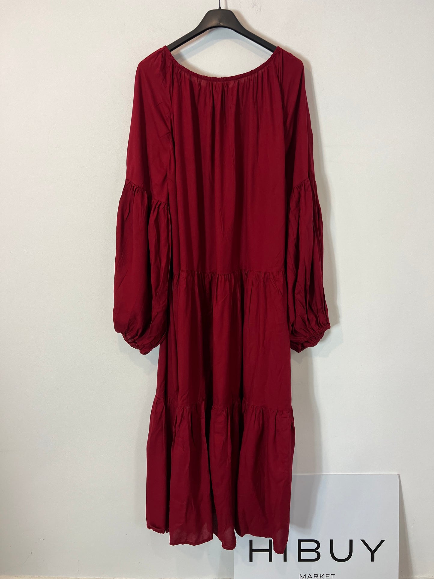 BUGANVILIA. Vestido fluido largo burdeos T.3xl