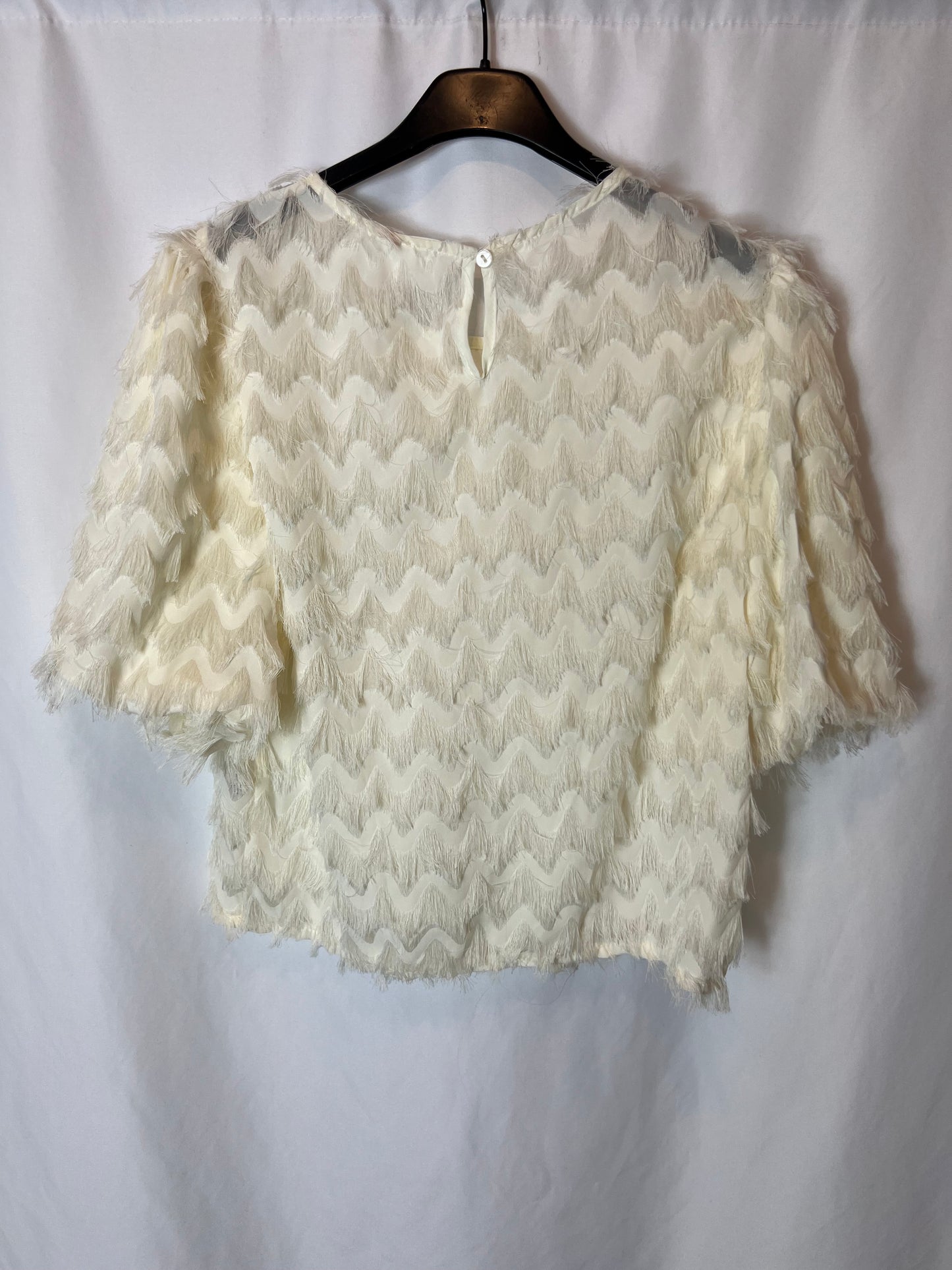 POLIN ET MOI. Beige fringed Ts blouse