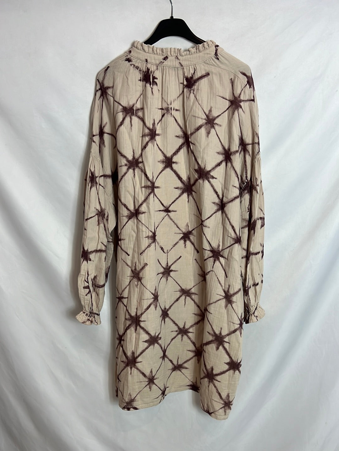 THE NEW SOCIETY. Printed beige dress. T.S.