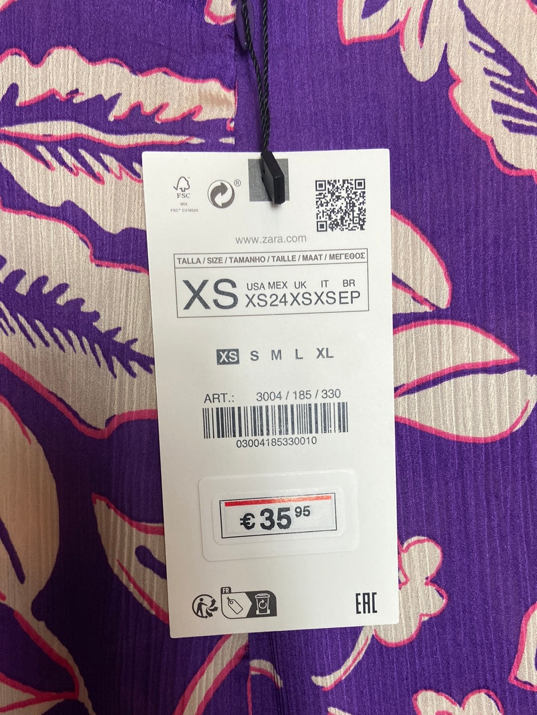 ZARA Purple floral skirt T.xs