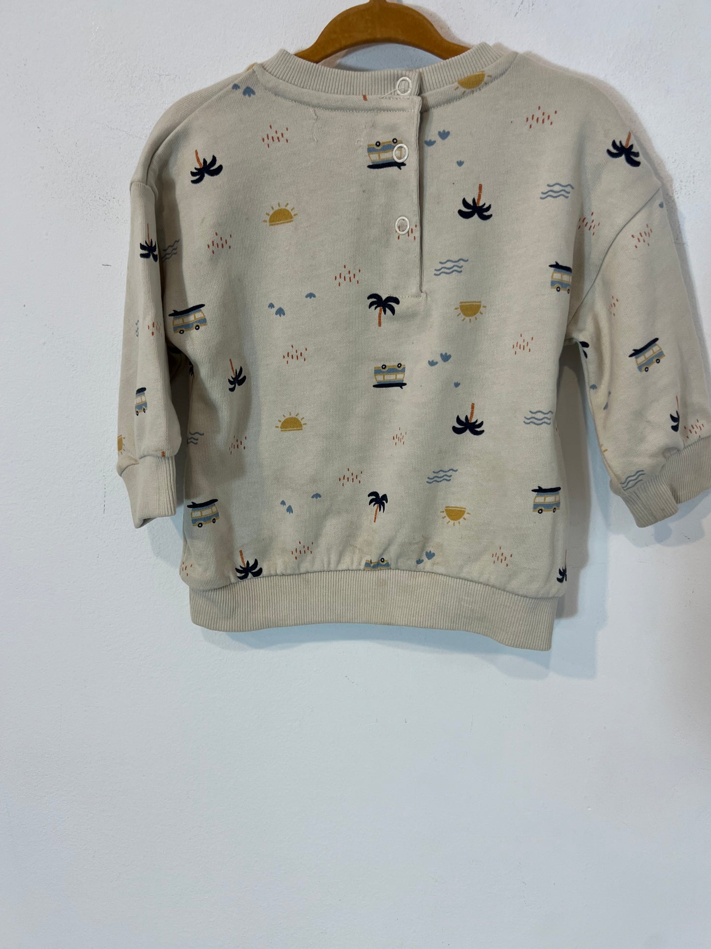 OTRAS. Sudadera beiges dibujos. T 12 meses