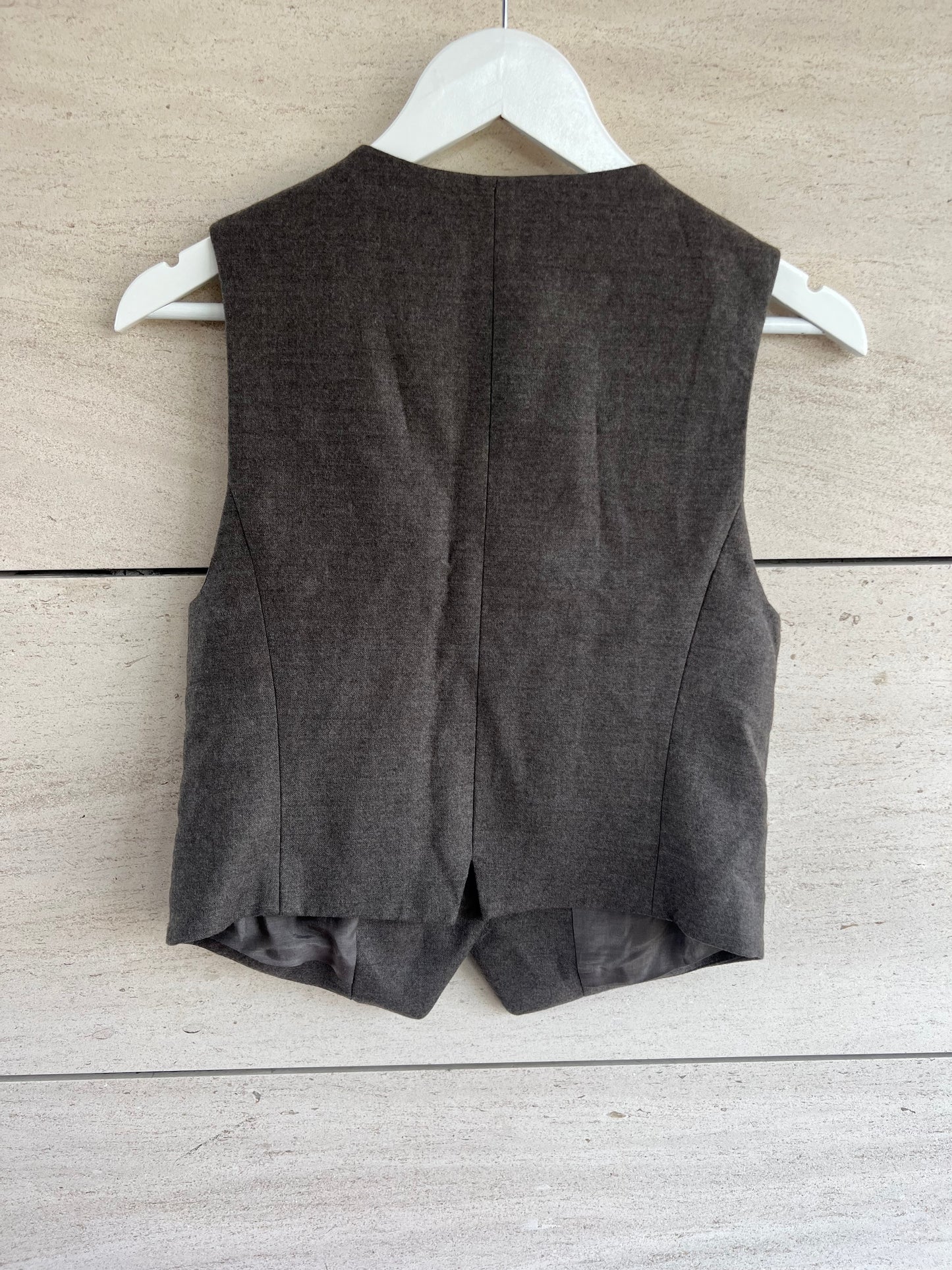 MASSIMO DUTTI. Chaleco marrón jaspeado. T S