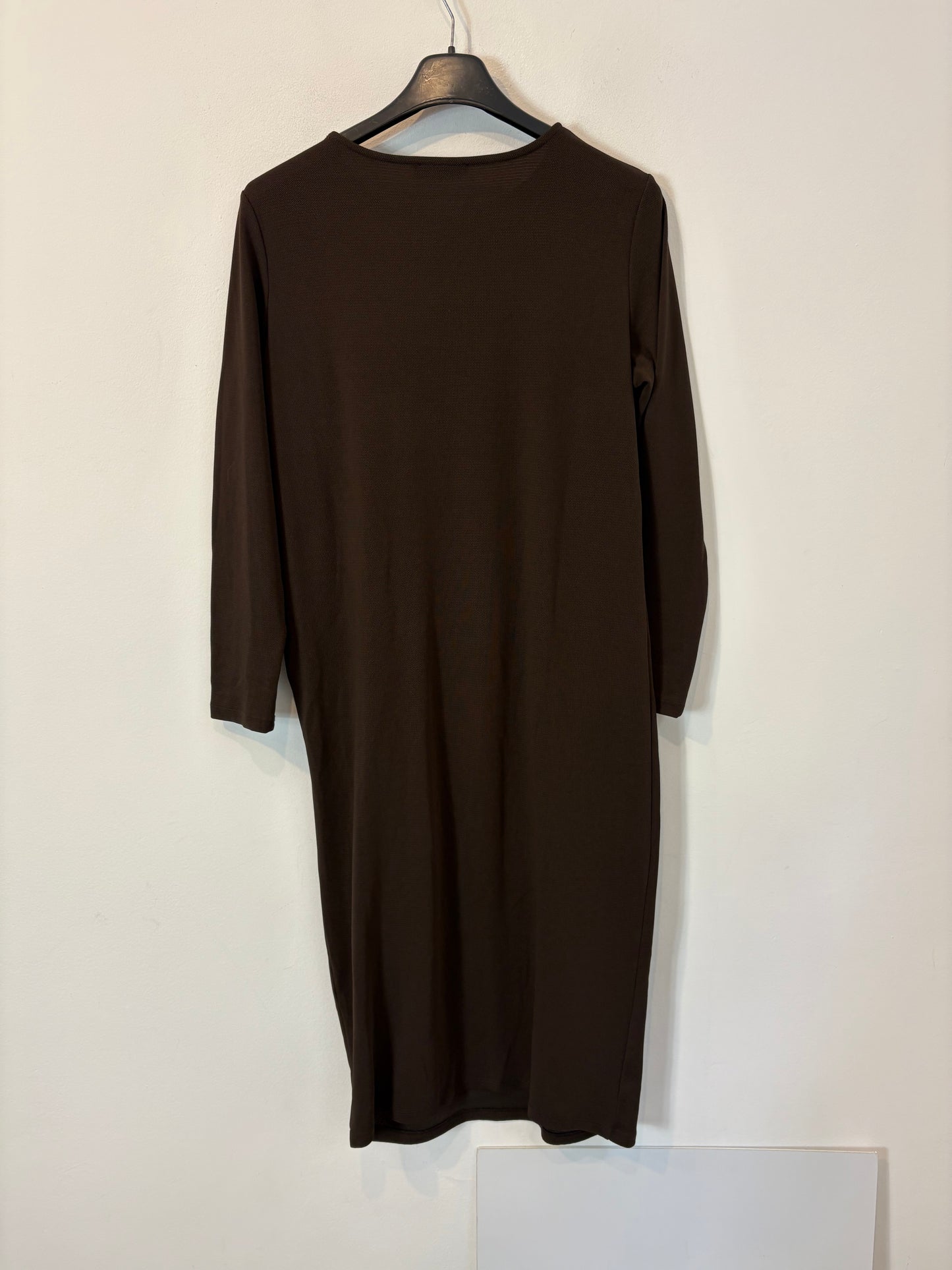 ZARA. Vestido midi marrón textura