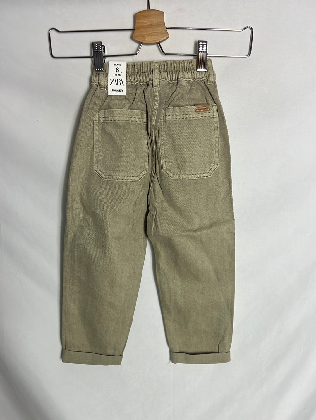 ZARA. Green denim jogger pants. Size 6 years