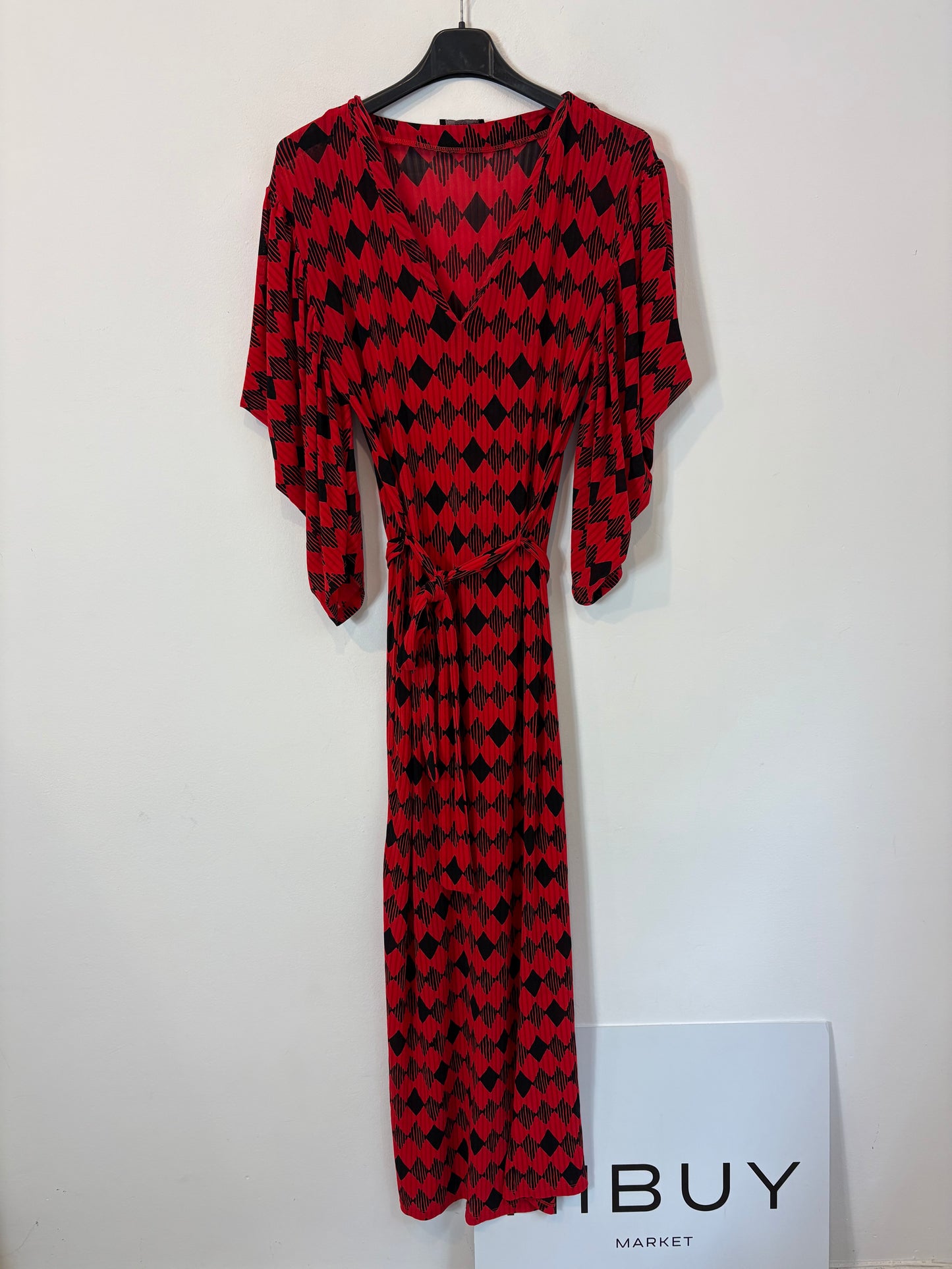 ZARA. Vestido largo elástico estampado retro. T S