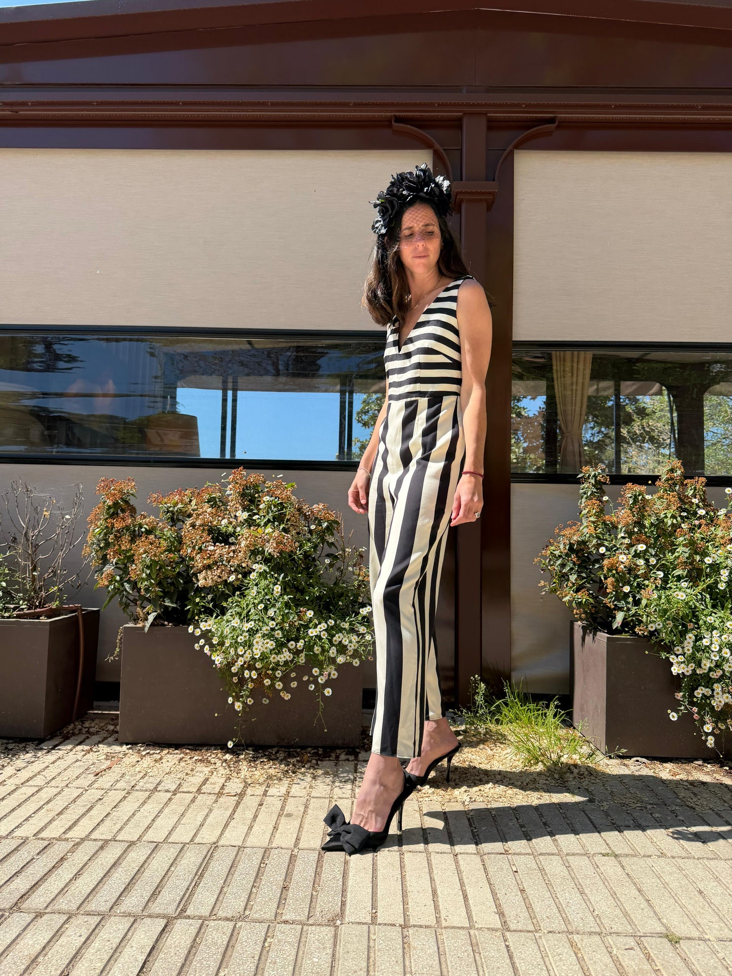 DAVID CHRISTIAN. Striped culottes, size 38