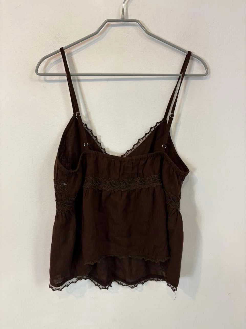 ZARA. Top marrón algodón encaje