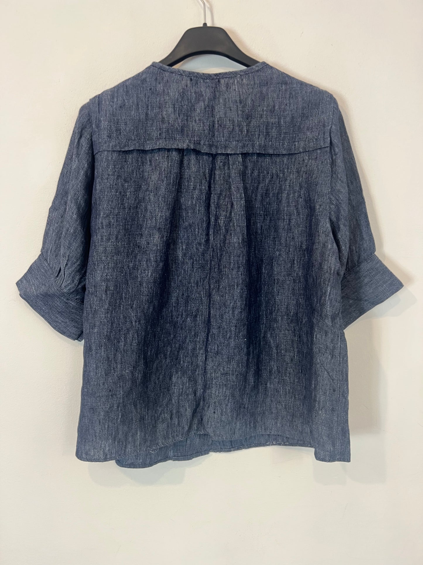 MASSCOB. Blusa azul lino T.s