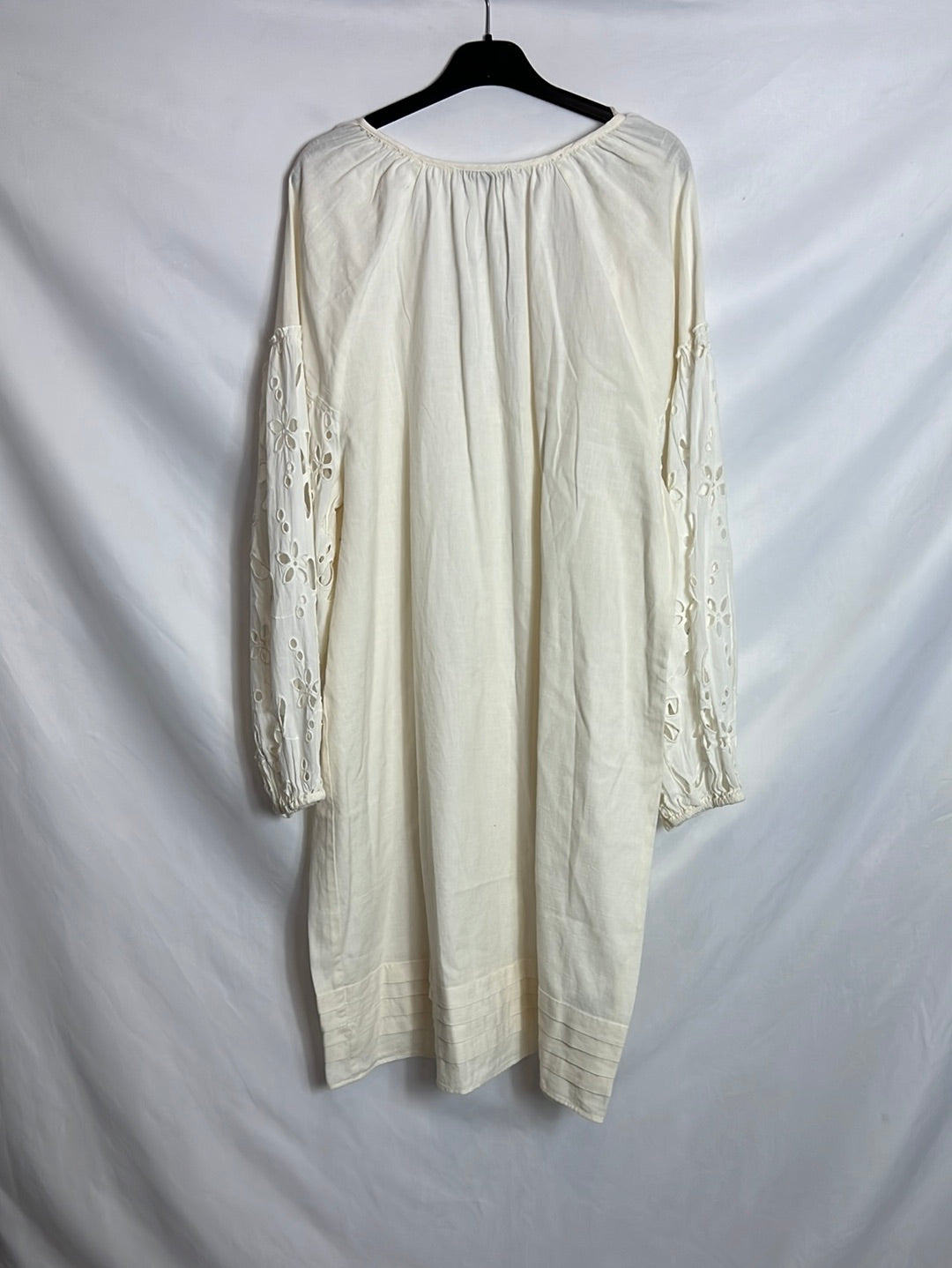 MANGO. Vestido algodón blanco volante. T XS