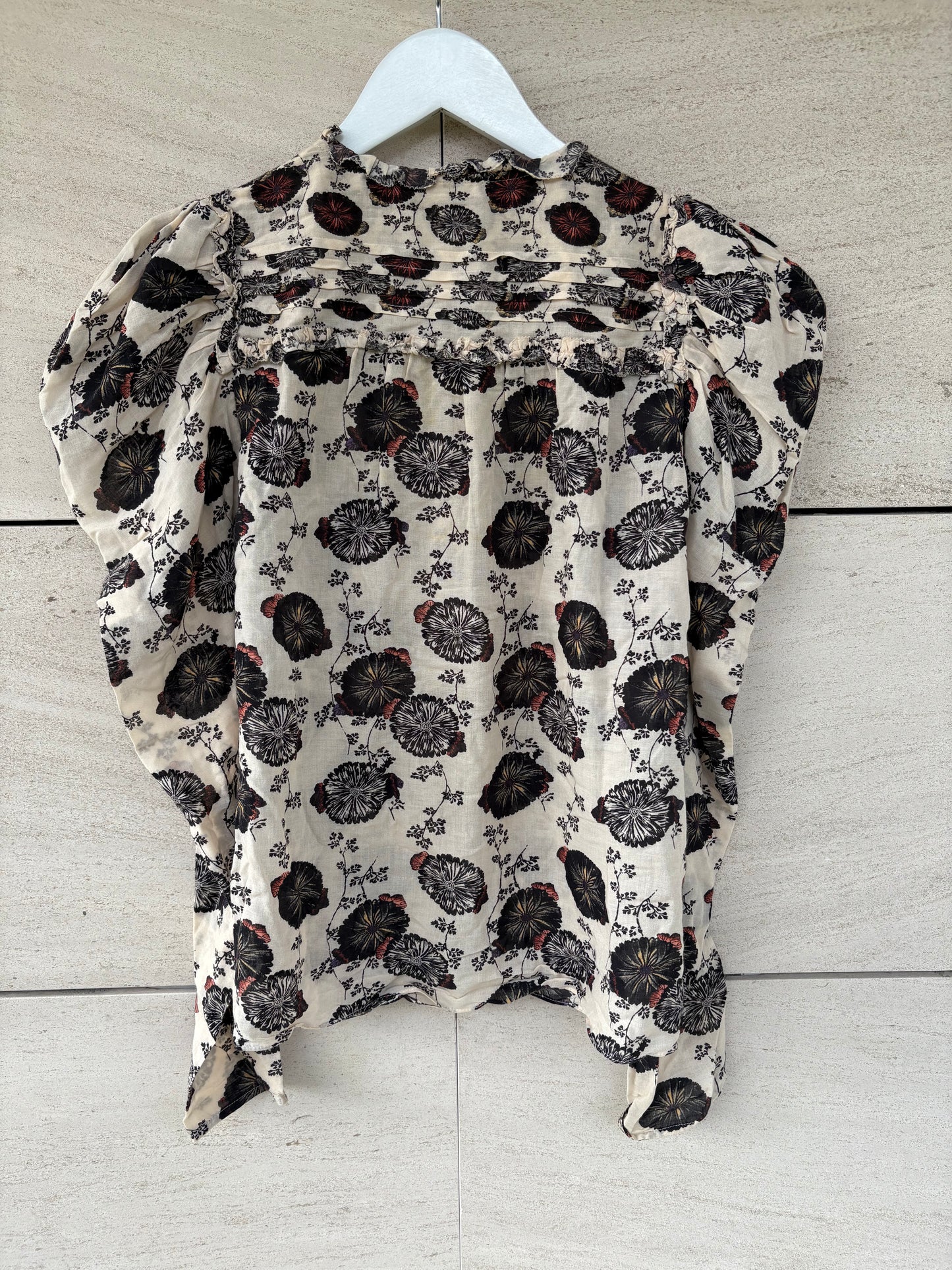 ULLA JOHNSON. Blusa estampada detalle manga