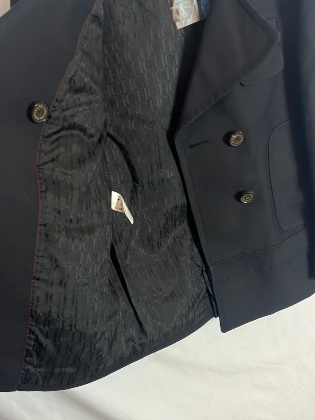 CAROLINA HERRERA. Abrigo cruzado azul oscuro T.m (s/m)