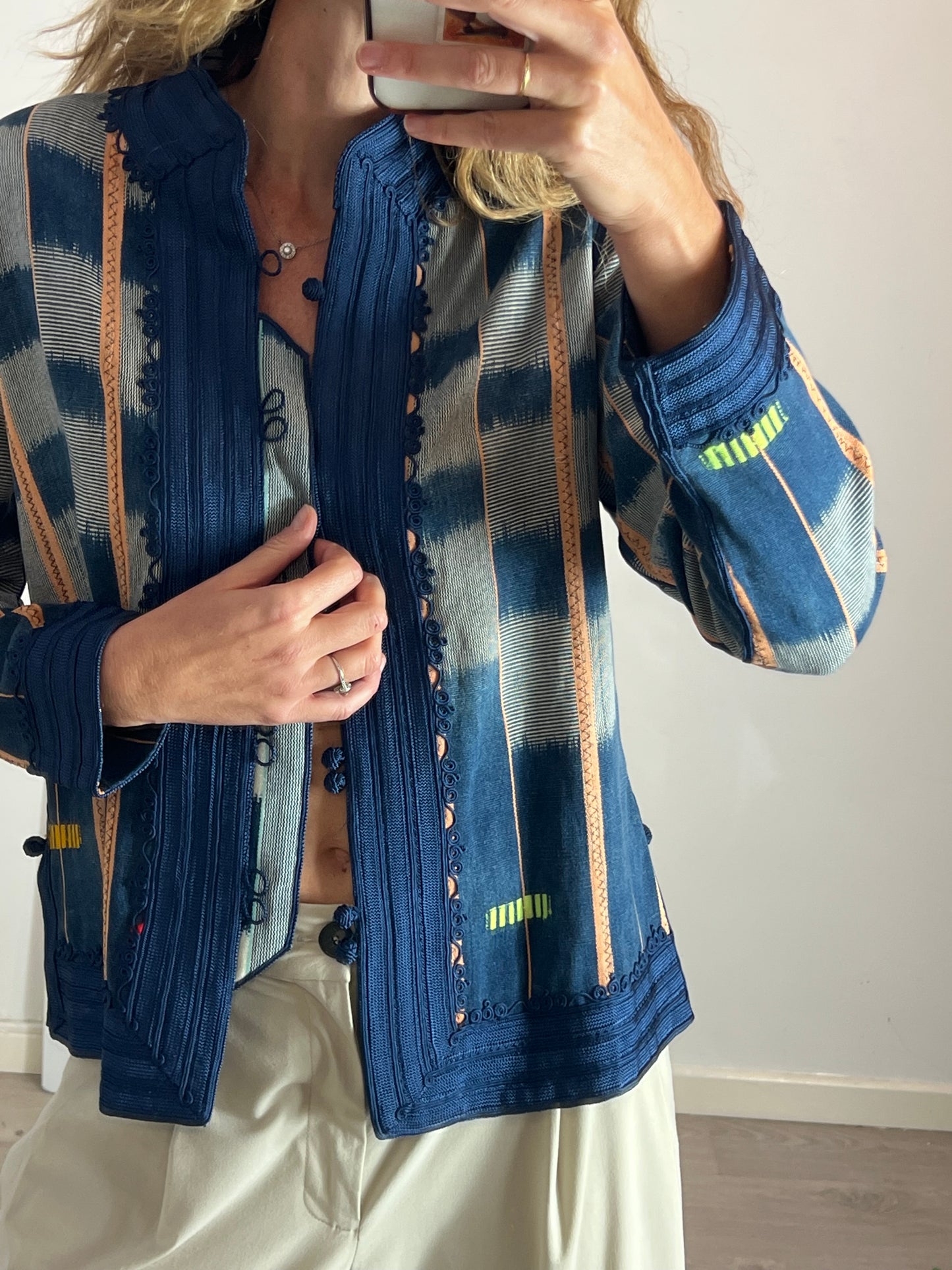 OTRAS. Chaqueta textura azul TU(S)