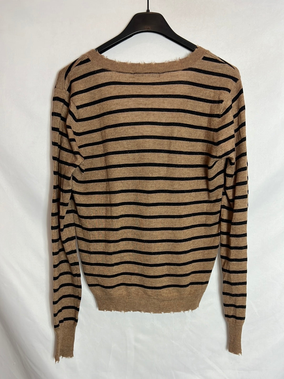 SCALPERS. Jersey fino marrón rayas negras. T M