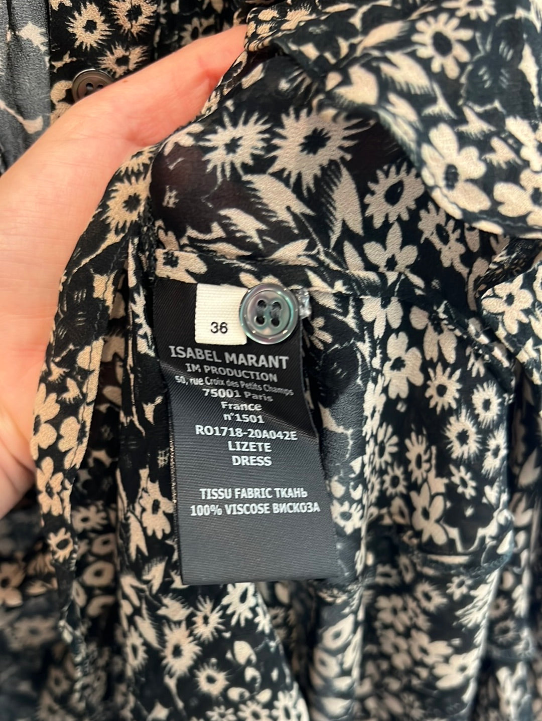 ISABEL MARANT. Asymmetrical floral dress. Size 36
