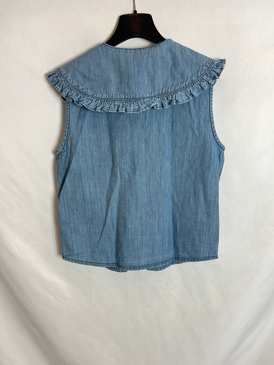 PULL&BEAR. Camisa denim cuello bebé T.m