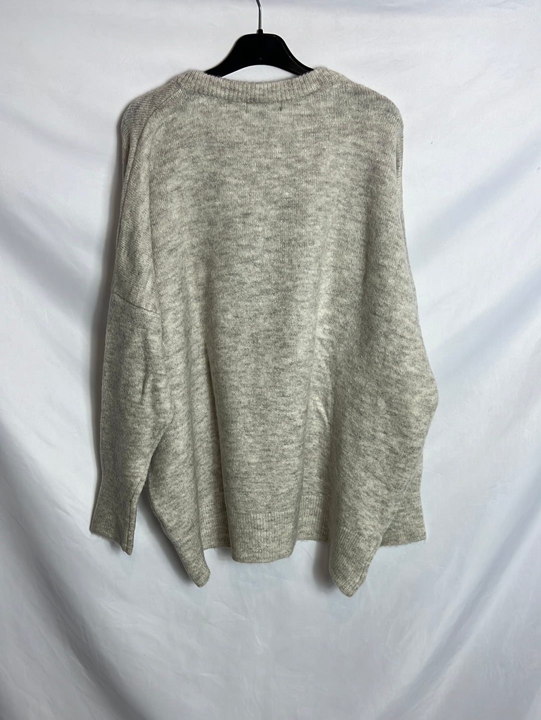 PRIMARK. Jersey beige escote cuerdas. T L