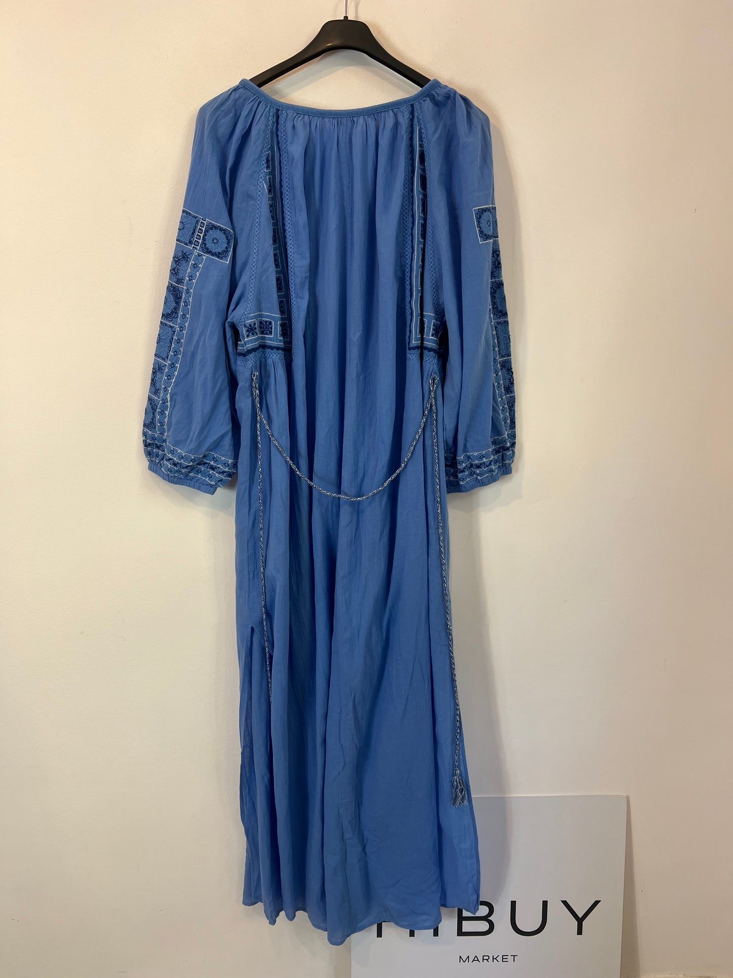 OYSHO. Vestido azul bordado T.s/m