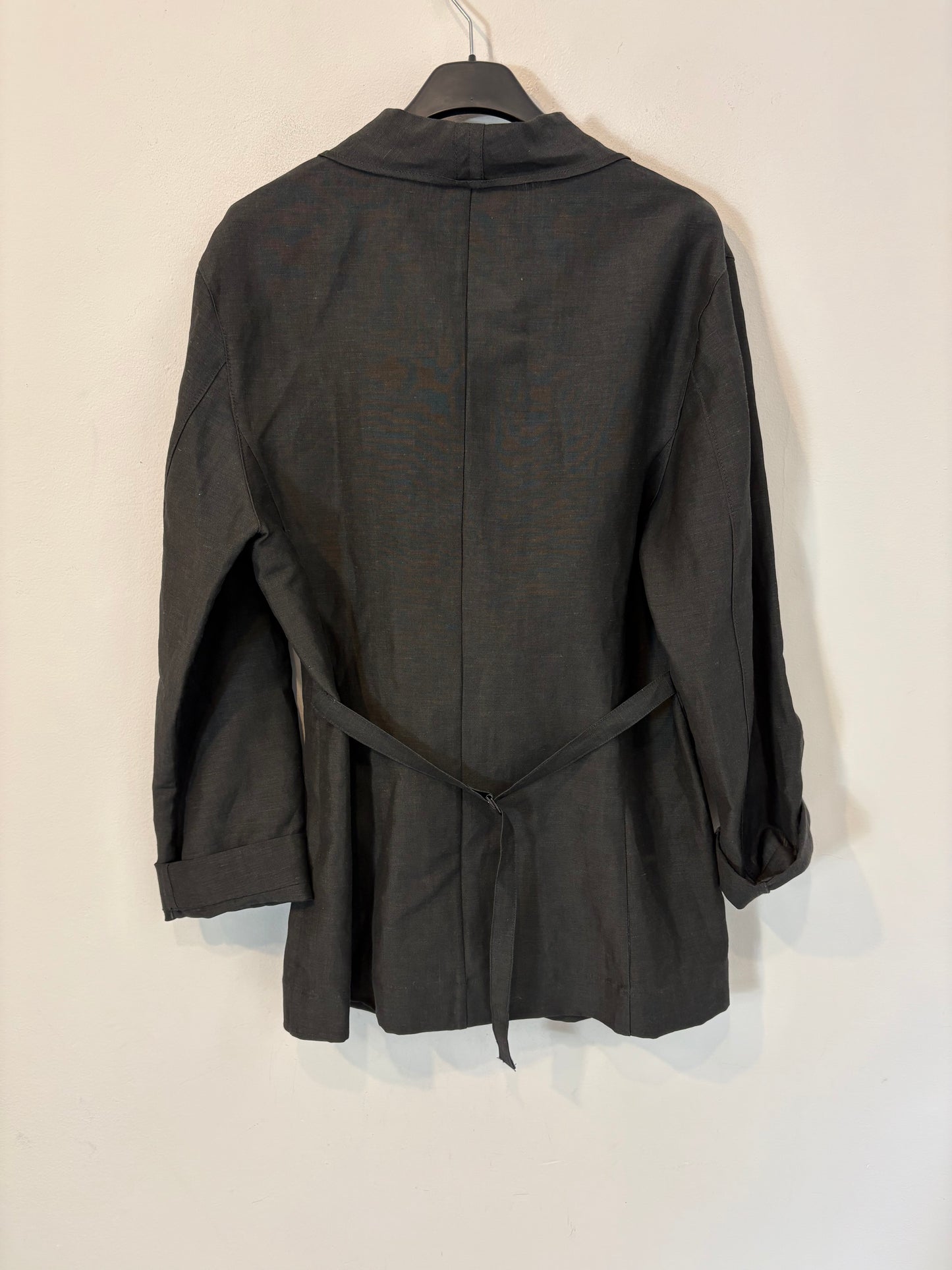 MASSIMO DUTTI. Blazer lana y lino gris oscuro