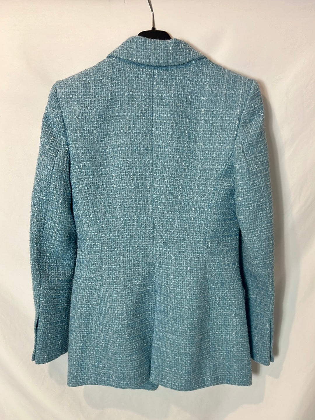 ZARA. Blazer azul claro tweed. T XS