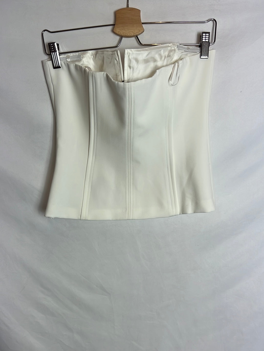 ZARA. Top blanco palabra de honor. T M