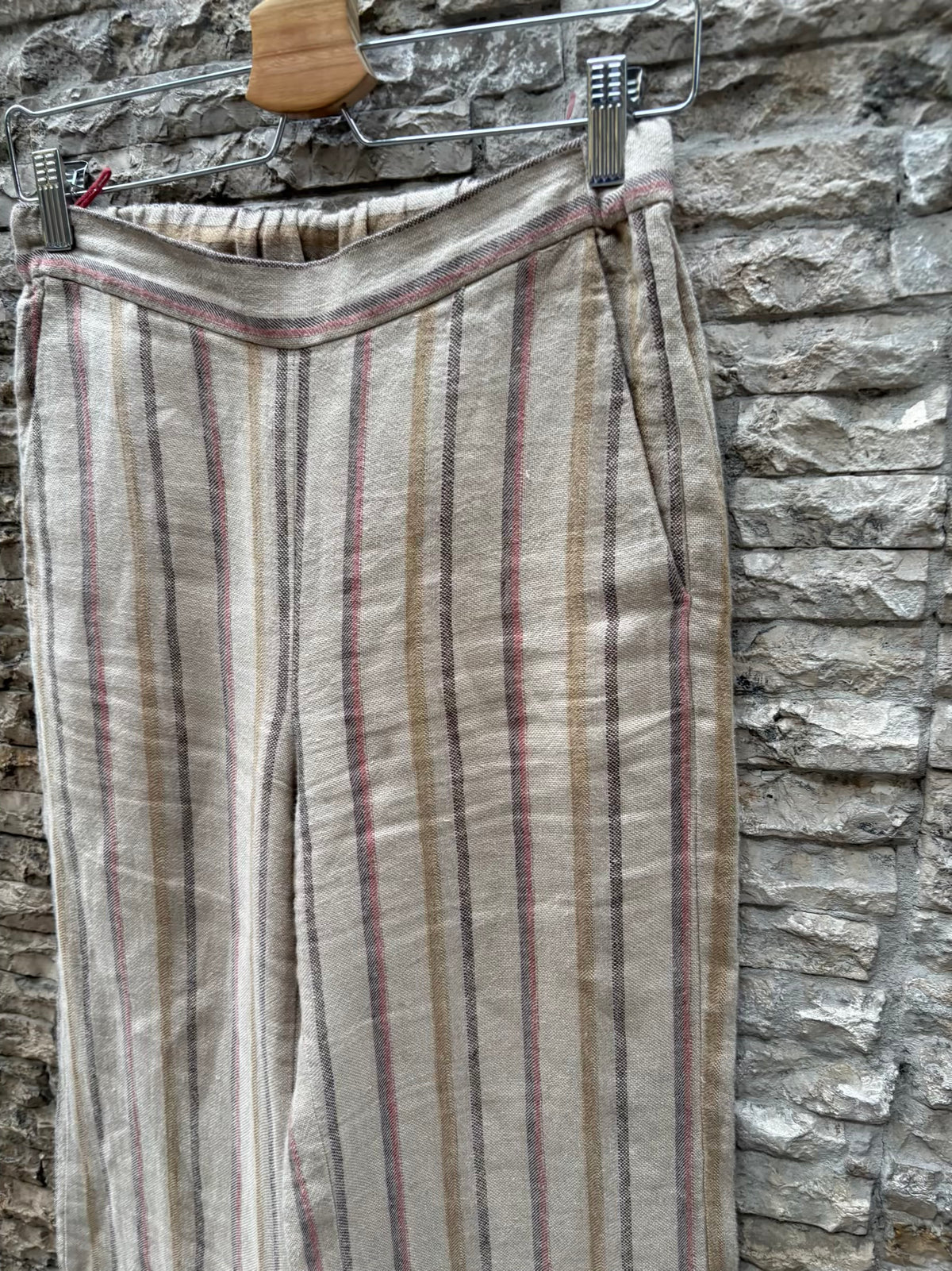 DIEGA. Conjunto lino rayas chaqueta y pantalón