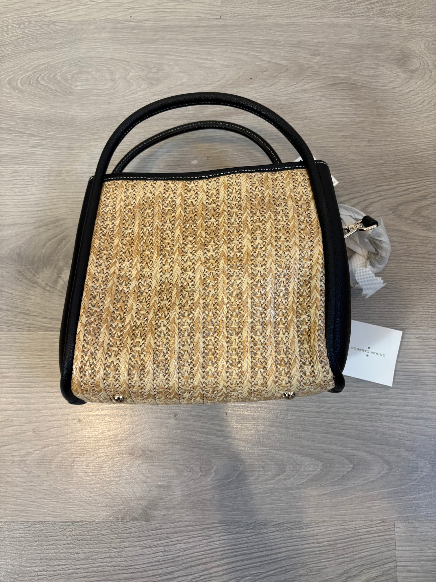 ROBERTO VERINO. Bolso doble asa beige y negro