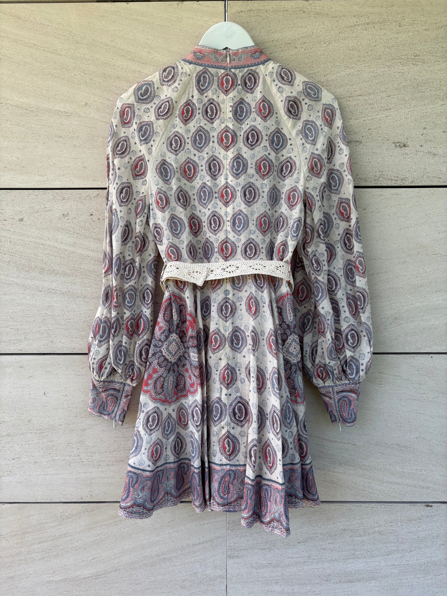 ZIMMERMANN. Vestido mini de lino color marfil