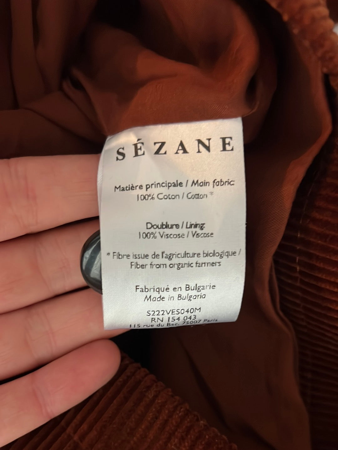 SEZANE. Corduroy boiler jacket size 34