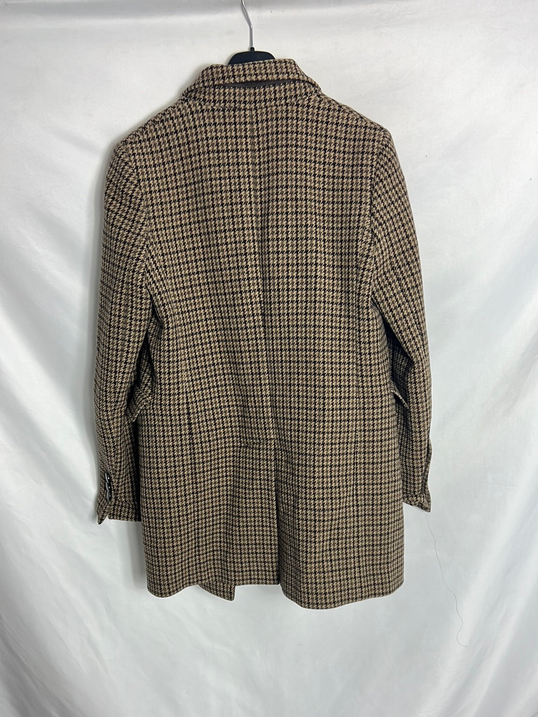 MASSIMO DUTTI. Abrigo pata de gallo lana. T38