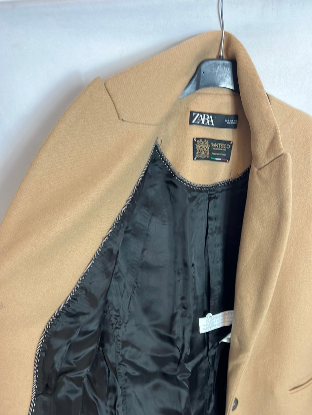 ZARA. Abrigo beige lana T.m