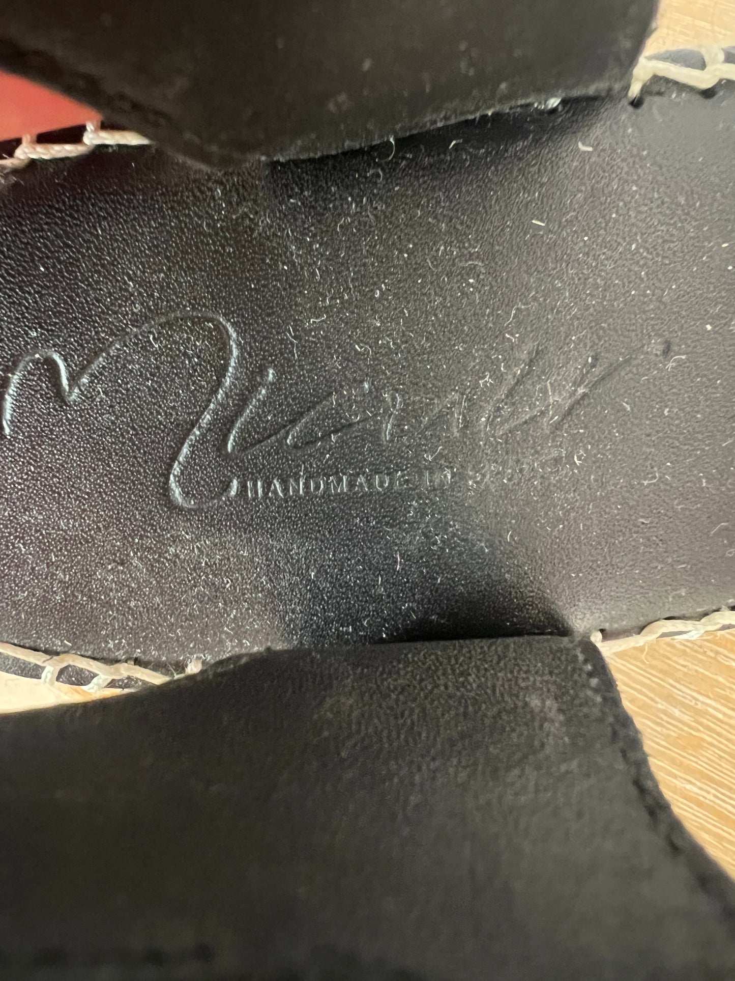 MICUIR. Black leather wedges with studs, size 39