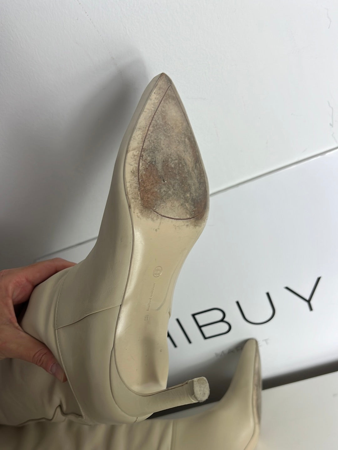 MASSIMO DUTTI. Botas color crema piel altas. T38(Tara)