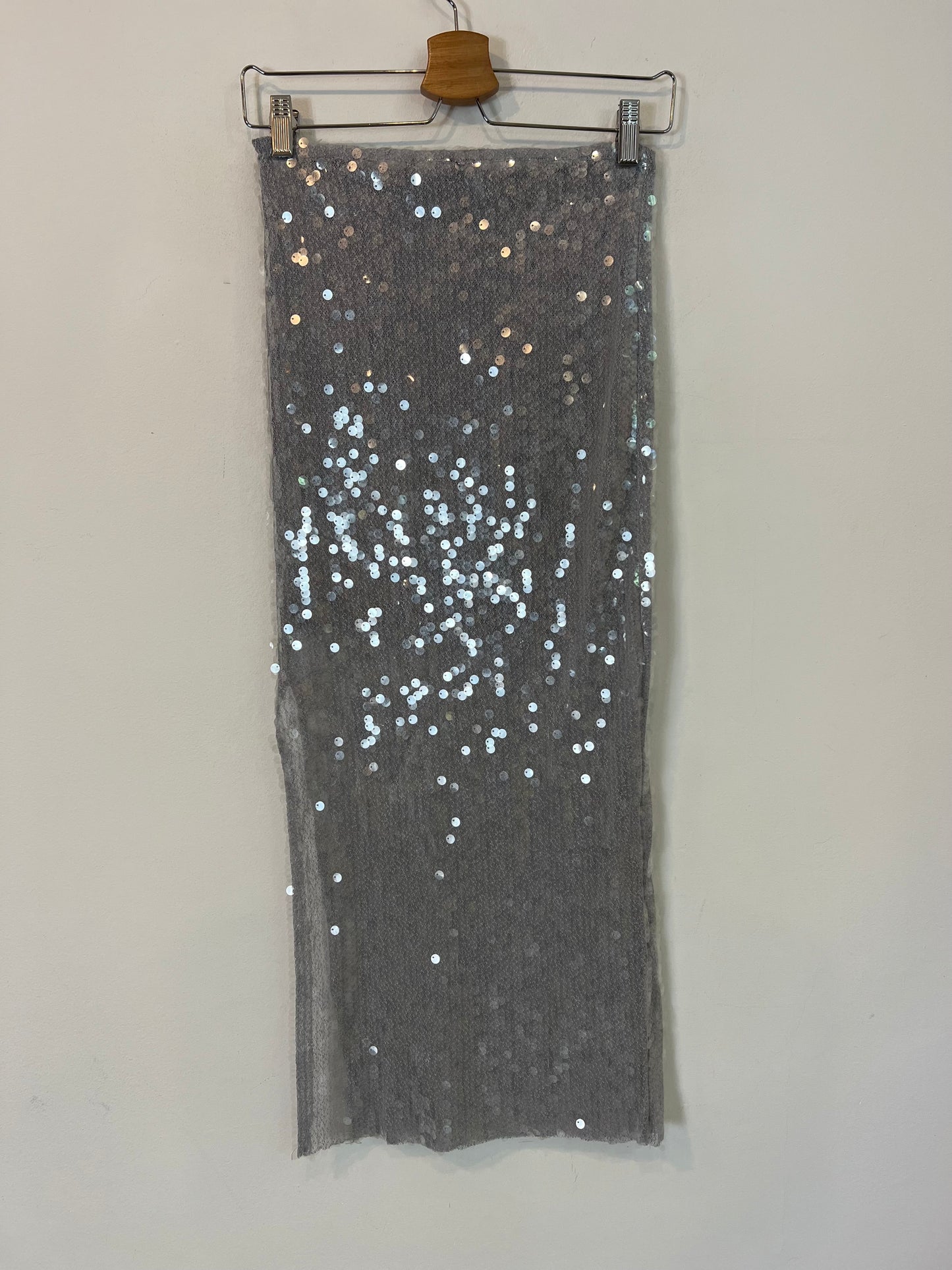 ZARA. falda lentejuelas azul grisaceo T.s