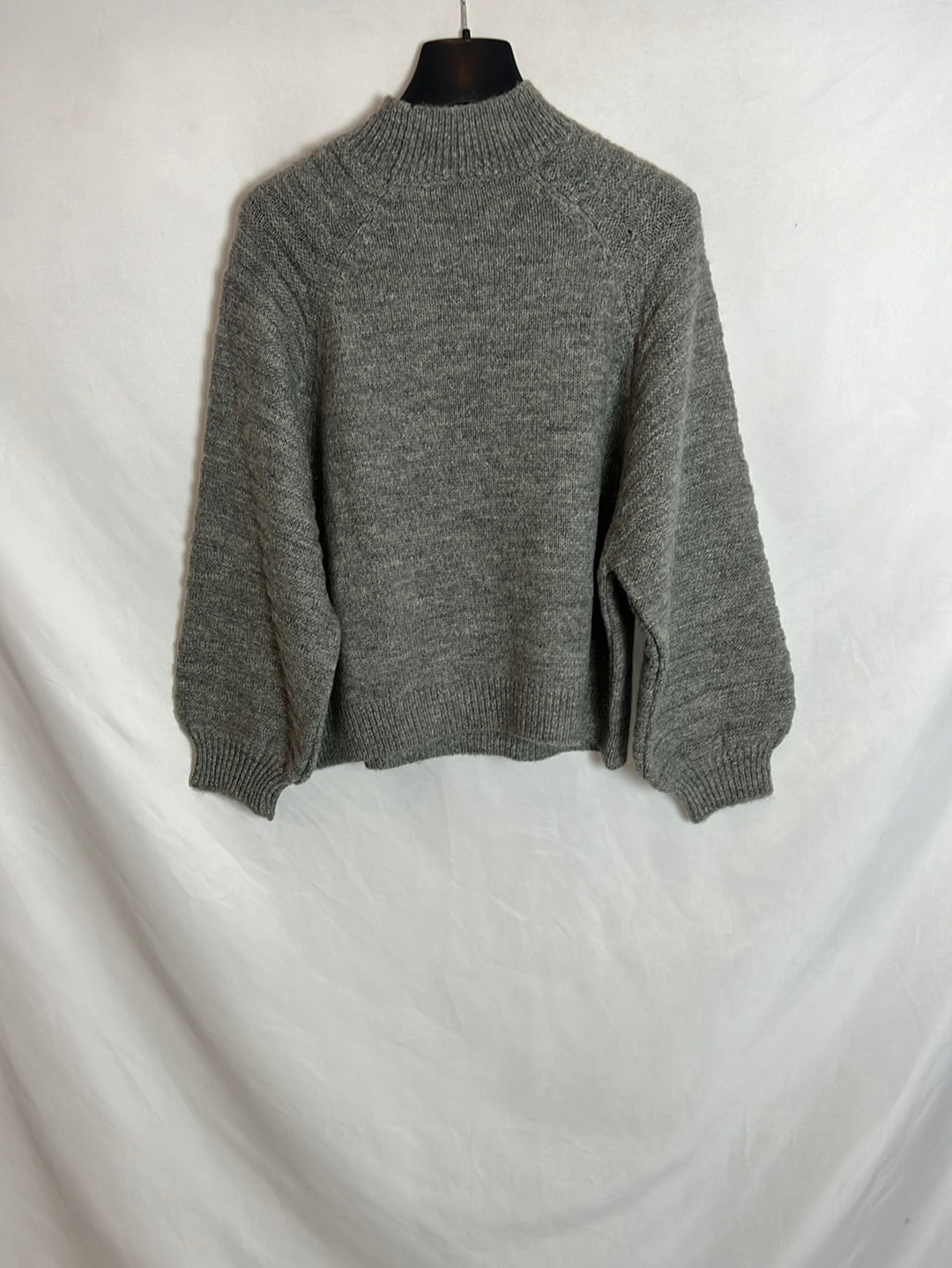 ZARA. Jersey gris cuello perkins T.m
