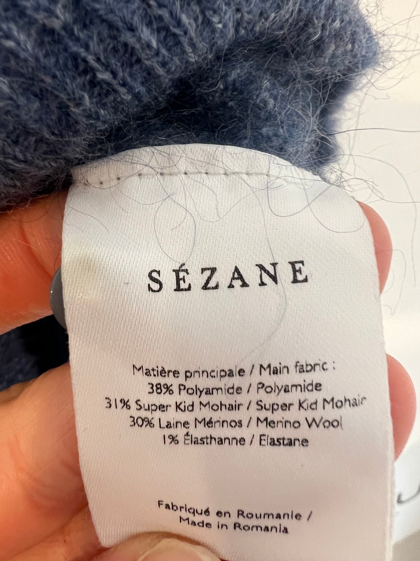 SÉZANE. Top punto azul con lana. T S