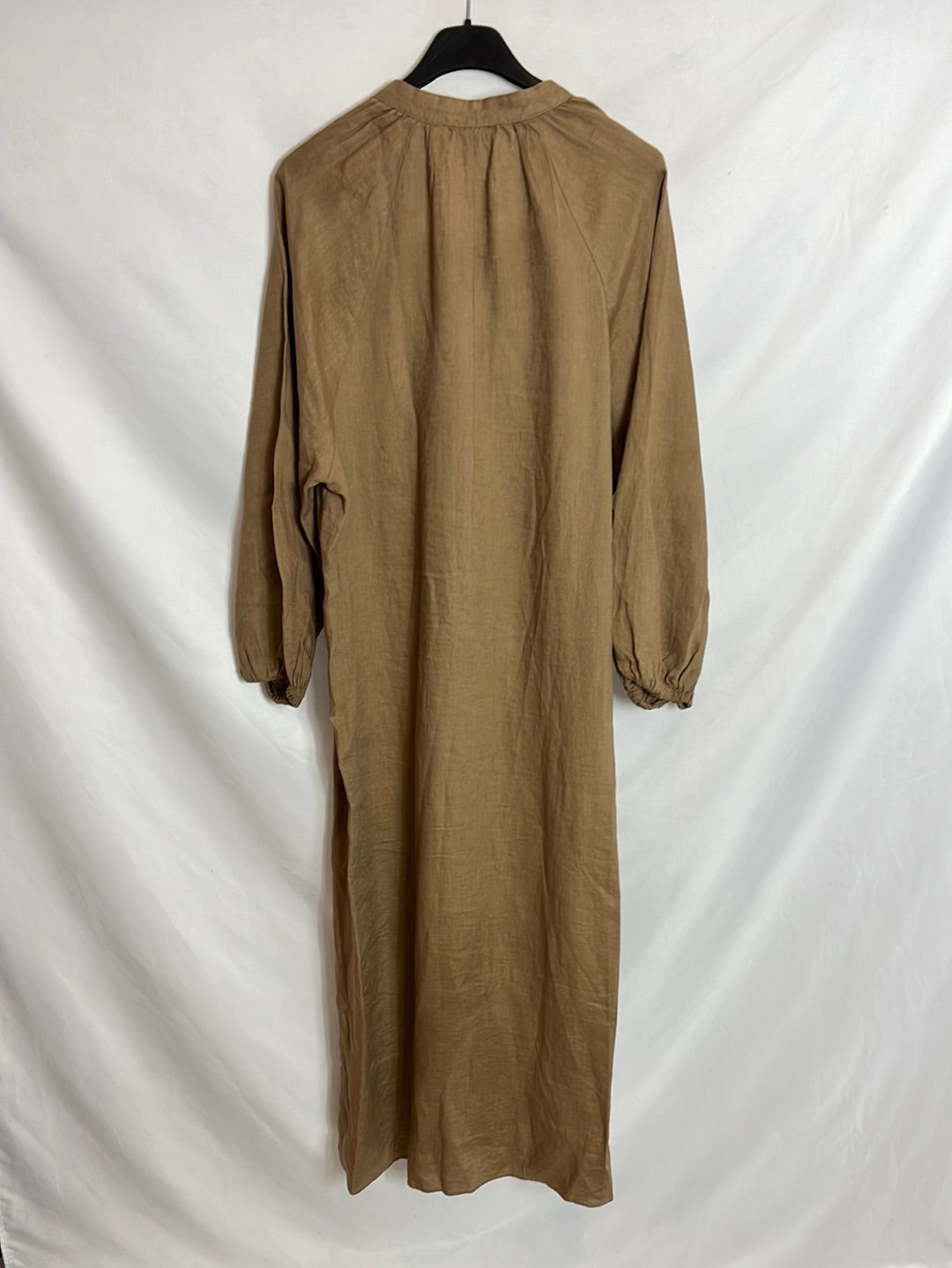 ZARA. Camel linen midi dress. Size XS