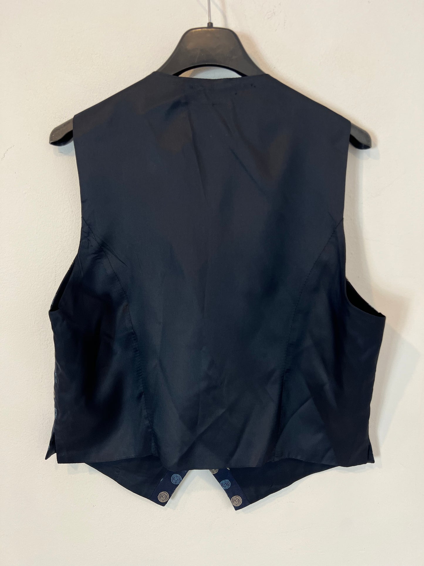 ALTEA MILANO. Chaleco seda azul dibujos. T M