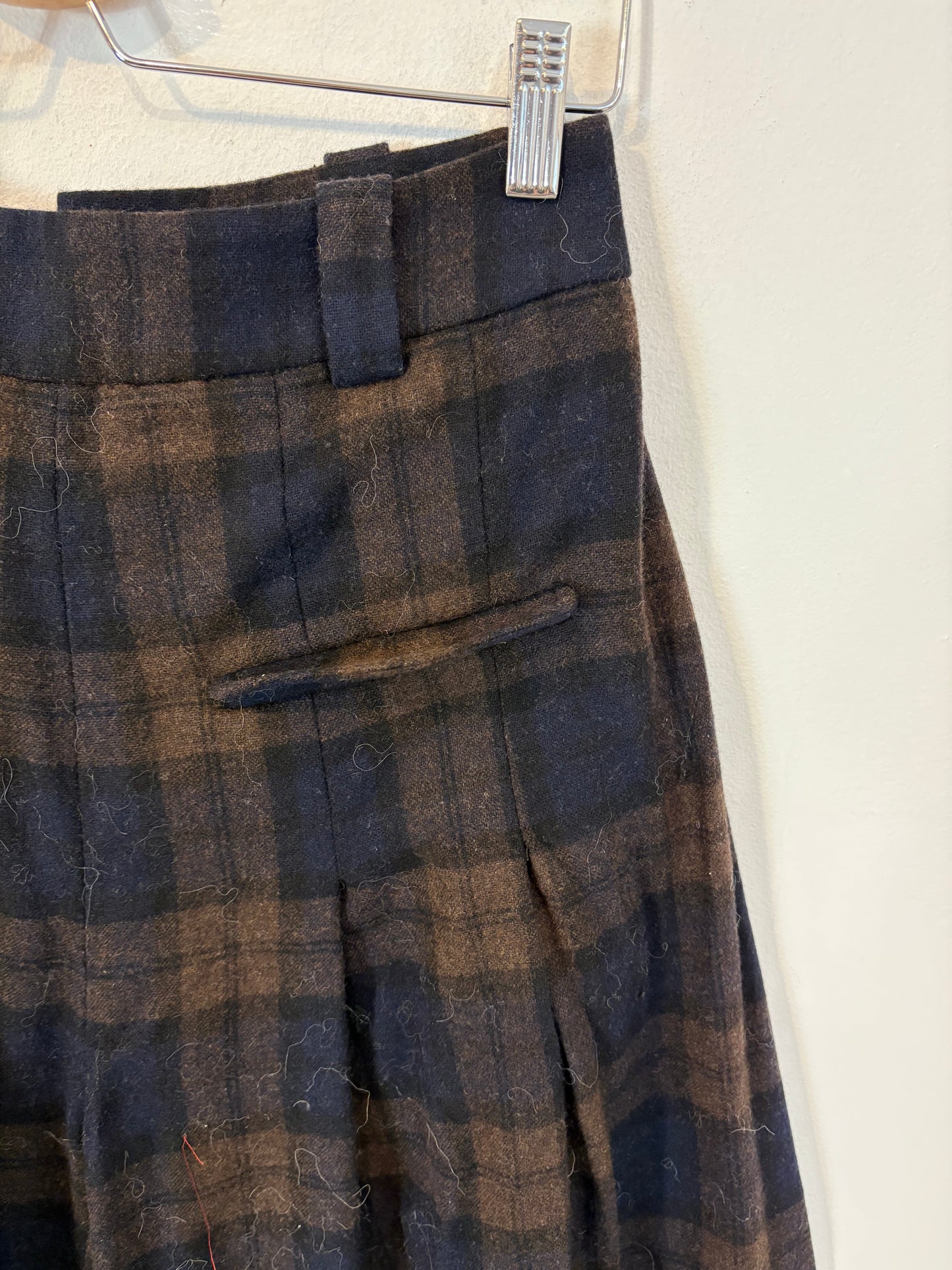 ZARA. Pantalón cuadros efecto falda lana