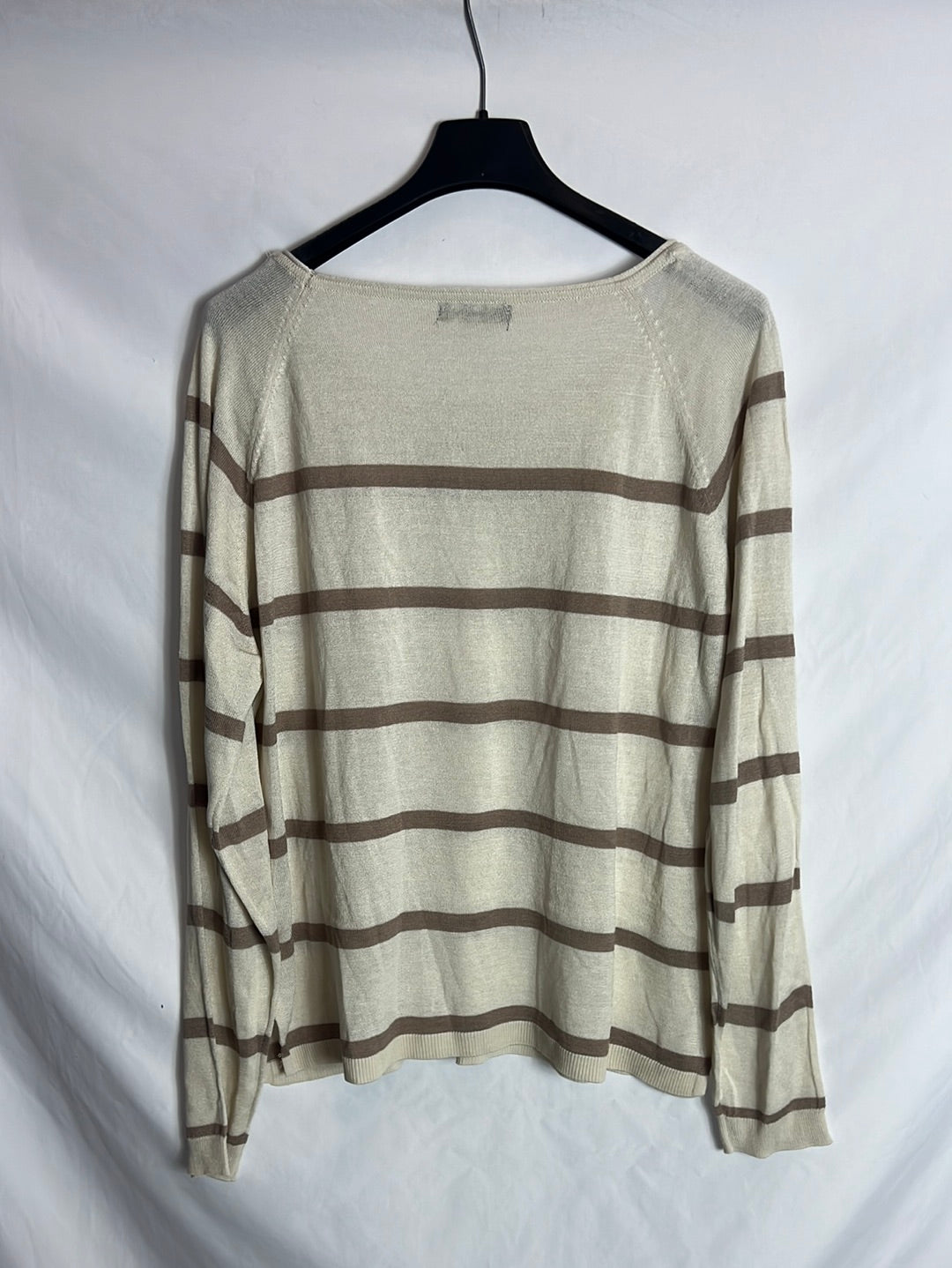 TEX. Jersey fino beige rayas. T L